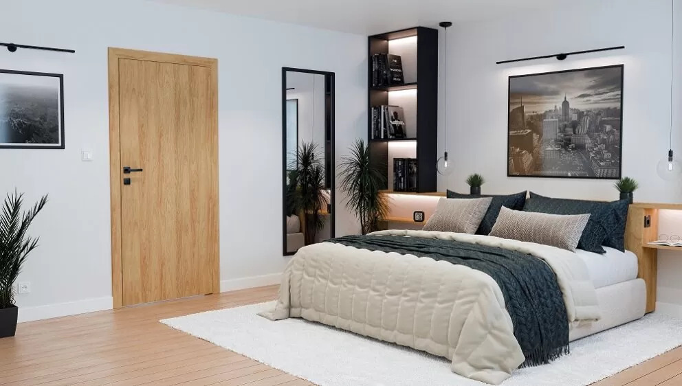 Guļamistaba jauna gada tendences dizainā , durvis klasiskā stila