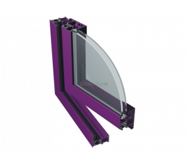 Alumīnija durvis - Ponzio PE52 iekšdurvju savienojuma paraugs ar stikla paketi 3D skatā