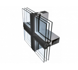 Alumīnija Fasāžu Sistēmas - Ponzio PF 152 ESG savienojumu paraugs ar stikla paketēm 3D skatā