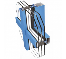 Alumīnija Fasāžu Sistēmas - Ponzio PF 152 HI savienojumu paraugs ar divu kameru paketēm 3D skatā