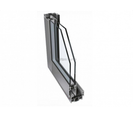 Alumīnija bīdāmās durvis un logi - PONZIO SL 600tt EVO durvju profila savienojuma paraugs ar stiklu 3D skatā