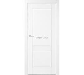 PRADO 2 Baltas matētas iekšdurvis ar diviem pildiņu elementiem radot elegantu dizainu, ideāli piemērotas dažādiem interjeriem.