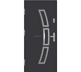 Siltas un kvalitatīvas ārdurvis mājai. Durvis antracīta tonī ar moderniem dekoratīviem elementiem.