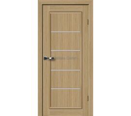 Durvis Modena-L ar dabīga koka apdari un horizontālām stikla līnijām, kas papildina klasisku un modernu interjeru.