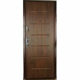 Metāla durvis STANDART MDF-602 ar izturīgu konstrukciju un stilīgu koka tekstūras apdari. Durvis piemērotas dzīvoklim.