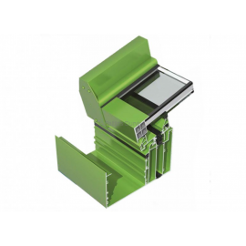 Alumīnija Fasāžu Sistēmas - Ponzio 152 WG savienojuma paraugs ar stikla paketi 3D skatā