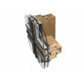 Alumīnija Fasāžu Sistēmas - Ponzio PF 152 SG savienojumu paraugs ar stikla paketēm 3D skatā