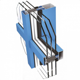 Alumīnija Fasāžu Sistēmas - Ponzio PF 152 HI savienojumu paraugs ar divu kameru paketēm 3D skatā