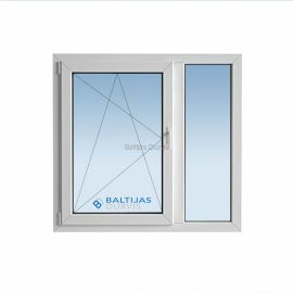 Plastikāta logs ar divām paketēm un vienu veramo daļu. Logs piemērots "Mazģimenes" projekta ēkām.