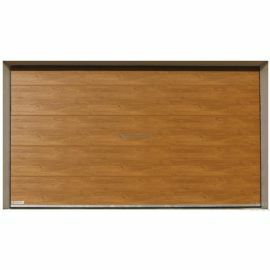 garāžu vārti ar lakota ozolkoka tekstūru