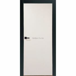 Gaišas iekšdurvis ar elegantu gludu virsmu un melnām aplodām, ideāli piemērotas modernam un stilīgam mājas dizainam.