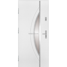 Siltas un kvalitatīvas ārdurvis mājai. Durvis baltā tonī ar dekoratīvu stikla elementu.