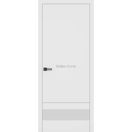 Baltas gludas durvis SOL 3 SUPREME ar tumšām horizontālām akcenta līnijām durvju lejasdaļā. Iekšdurvis piemērotas dažādiem interjeriem.