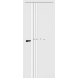Baltas gludas durvis SOL 4 SUPREME ar tumšām vertikālām akcenta līnijām. Iekšdurvis piemērotas dažādiem interjeriem.