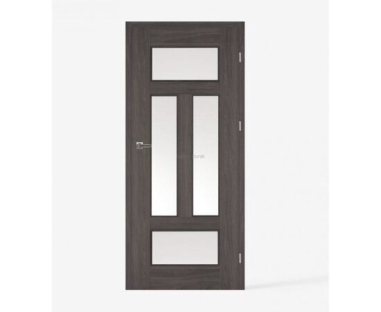 Tumšas koka iekšdurvis NESTOR ar lieliem stikla paneļiem, kas nodrošina lielāku gaismas caurlaidību.