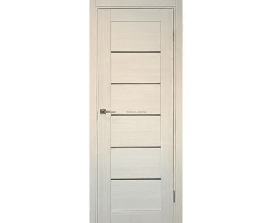 Iekšdurvis LINEA 1 Balts Ozols ar baltu ozola apdari un horizontāliem akcentiem.