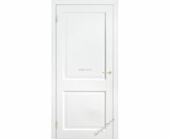 Priedes masīvkoka iekšdurvis LINDA ar balti gruntētu apdari un tīru dizainu, sagatavotas individuālai krāsošanai vai apdarei.