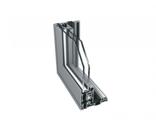 Alumīnija bīdāmās durvis balkoniem un lodžijām - PONZIO SL 1600tt durvju profila savienojuma paraugs ar stiklu 3D skatā