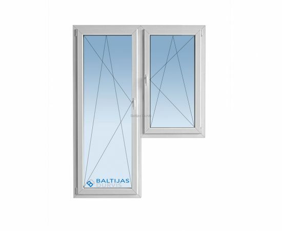 PVC logi - balkona bloks ar veramu durvju vērtnes daļu un veramu loga daļu. Logs - balkona bloks piemērots 103. sērijas ēkām.