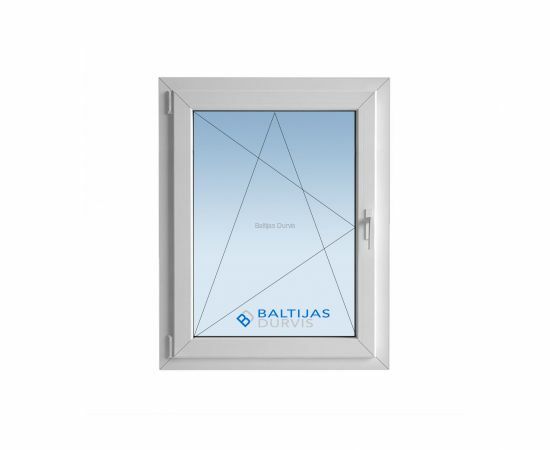 Vienas daļas verams PVC logs ar modernu dizainu un Baltijas Durvis logotipu.