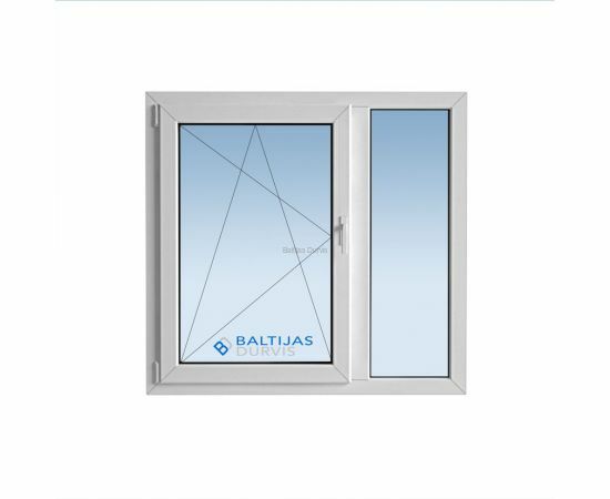 Divdaļīgs PVC logs ar vienu veramu loga daļu un otru fiksētu daļu. Logs paredzēts 103. sērijas ēkām.