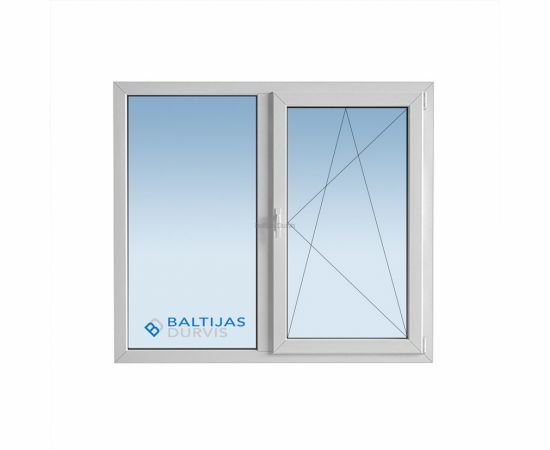 Divdaļīgs PVC logs ar vienu veramu loga daļu un otri fiksētu daļu. Logs paredzēts 103. sērijas ēkām.