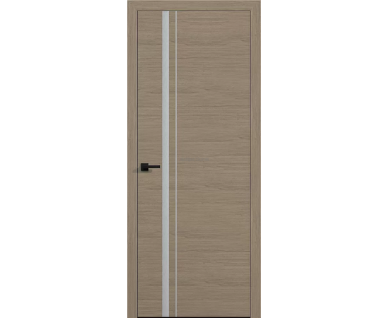 Iekšdurvis KIOTO 4 SUPREME ar gaiši pelēku koka finierējuma apdari, un vertikāliem gaišiem līniju akcentiem, piemērotas moderniem interjeriem.