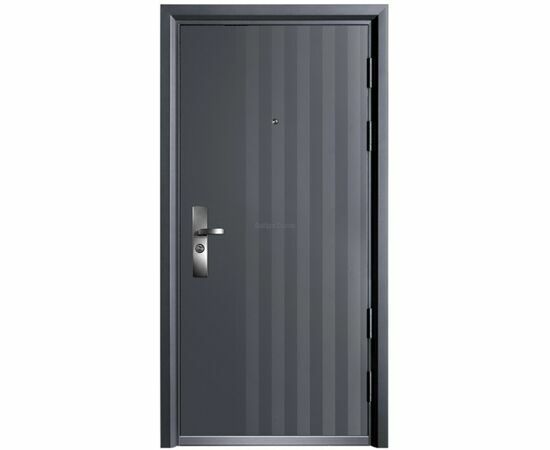 Pelēkas metāla durvis NEW YORK ar minimālistisku un vertikāliem līnijveida elementiem mūsdienīgam interjeram. Durvis lieliski piemērotas dzīvokļiem un iederas arī birojā.