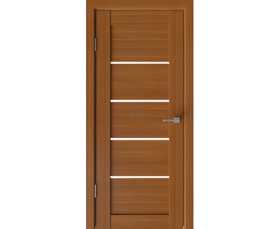 Durvis Tokio 5 Zelta Ozols – tonētas oranžā tonī, durvis ar horizontāliem stikla paneļiem, kas piešķir eleganci.