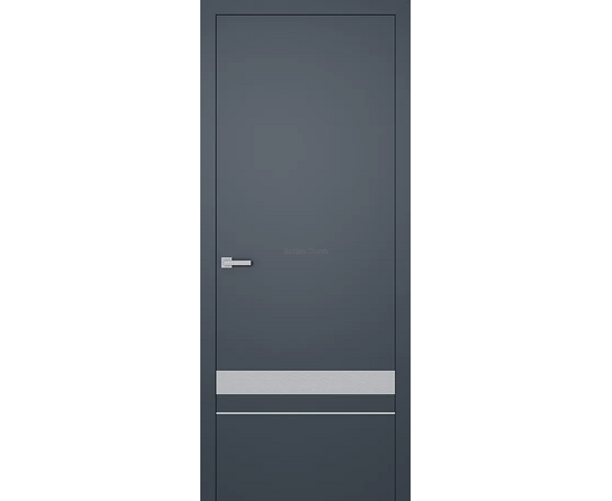Tumši pelēkas matētas iekšdurvis CITY 1 SUPREME ar horizontālām akcenta līnijām durvju lejasdaļā.