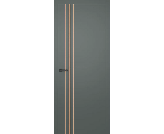 Tumši pelēkas matētas iekšdurvis CITY 1 SUPREME ar vertikālām akcenta līnijām durvju malā.