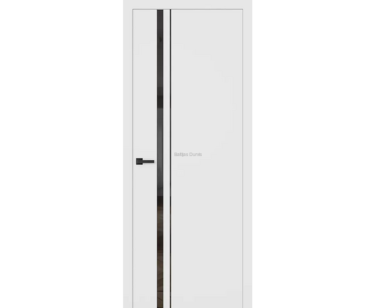 Iekšdurvis CITY 3 SUPREME baltā krāsā ar vertikāliem tumšiem dekoratīviem līniju elementiem.