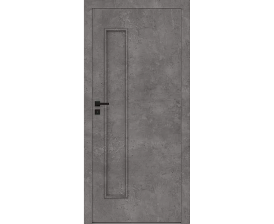 Iekšdurvis DECO DRE ar pelēku industriālu apdari un vertikālu pildiņu.