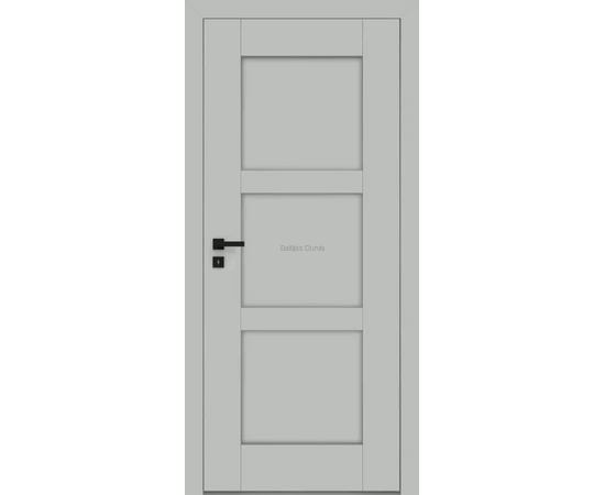 Iekšdurvis ESTRA DRE krāsotas ar vienkāršu un elegantu dizainu, pelēku apdari un gludu virsmu ar frēzējuma līnijām.