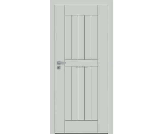 Iekšdurvis FARGO DRE krāsotas ar vienkāršu un elegantu dizainu, baltu apdari un gludu virsmu ar frēzējuma līnijām.