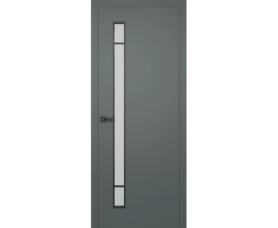 Iekšdurvis SOHO 4 SUPREME pelēkā krāsā ar dekoratīvu matētu stikla elementu.