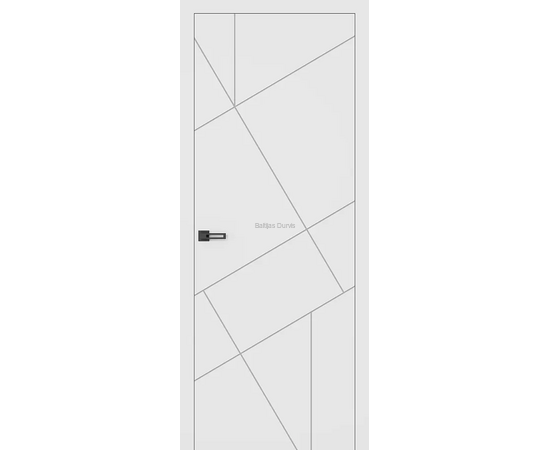 Baltas gludas durvis SOL 1 SUPREME ar tumšām akcenta līnijām. Iekšdurvis iederas jebkurā mūsdienīgā interjerā.