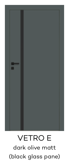 VETRO E dark olive matt (black glass pane)